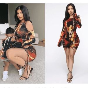 Multi colored dress with matching sleeves